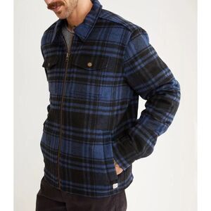 Marine Layer Blue Bomber Jacket with Classic Plaid